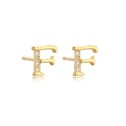 Crystal Initial W Stud Earrings