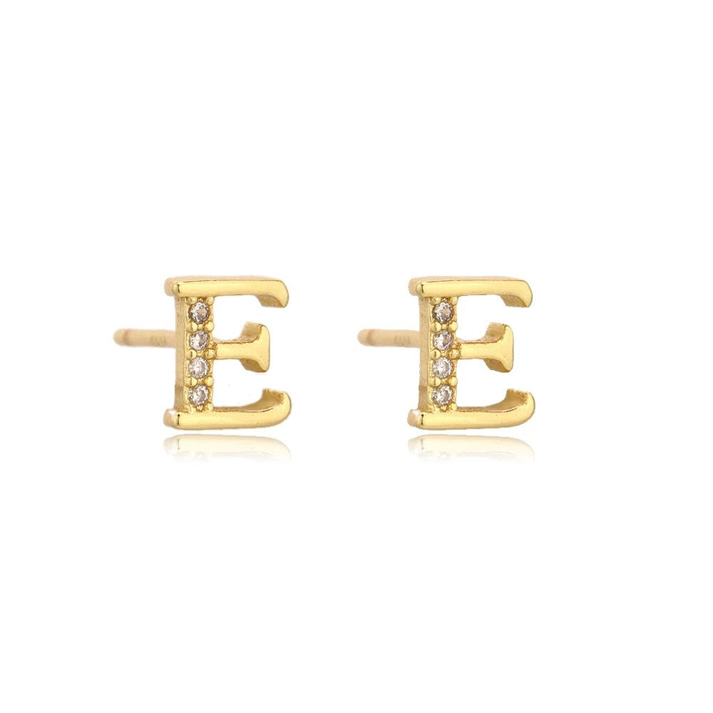 Crystal Initial W Stud Earrings