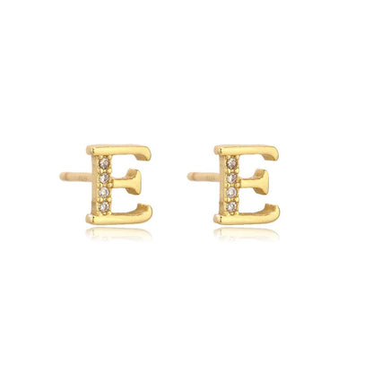 Crystal Initial W Stud Earrings