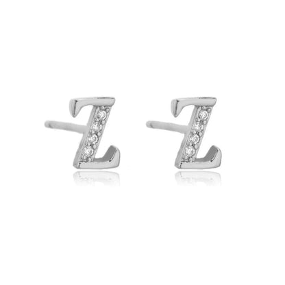 Crystal Initial W Stud Earrings