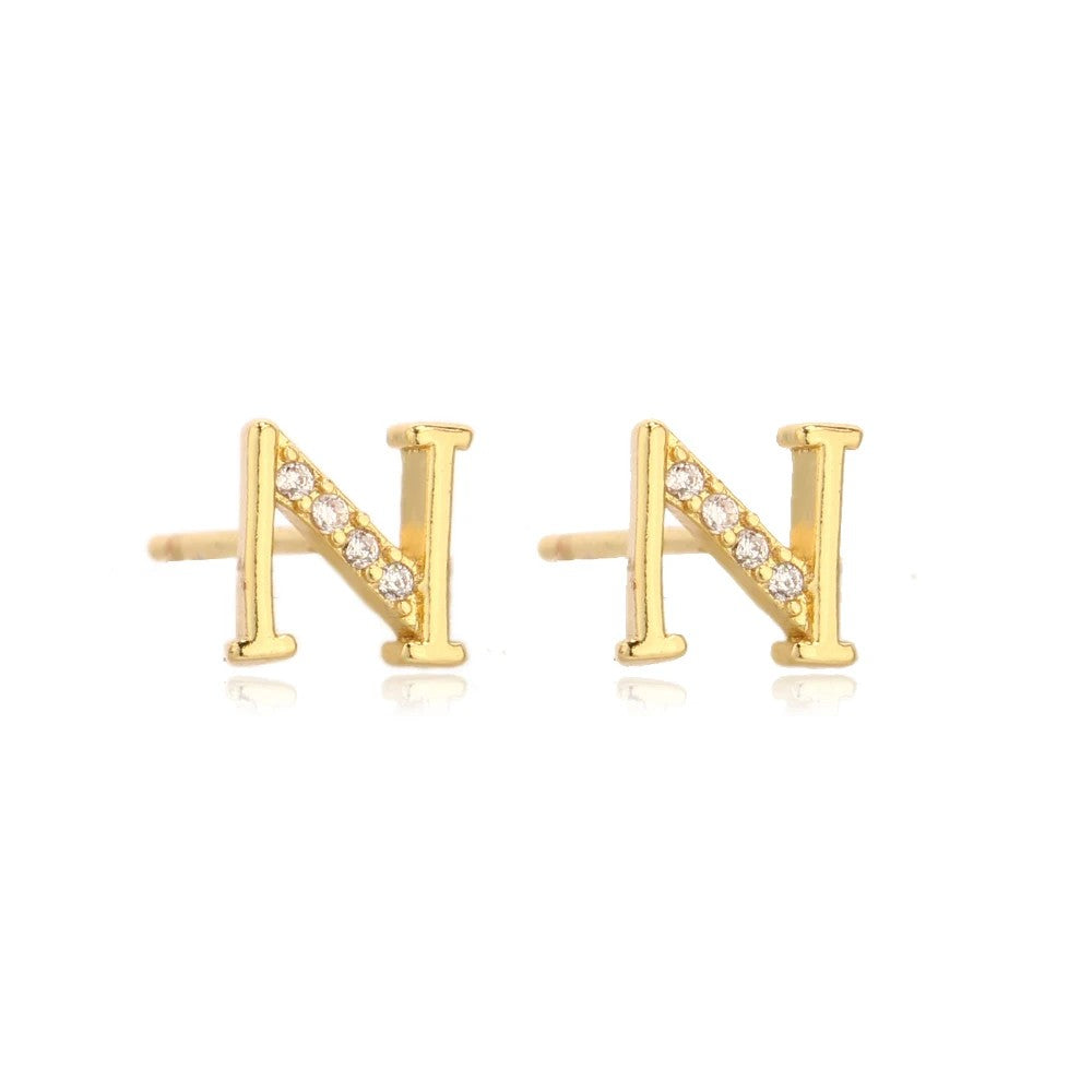 Crystal Initial W Stud Earrings