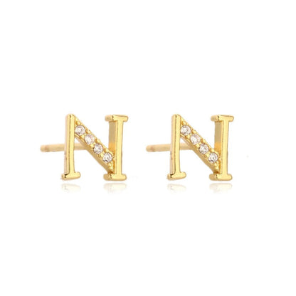 Crystal Initial W Stud Earrings