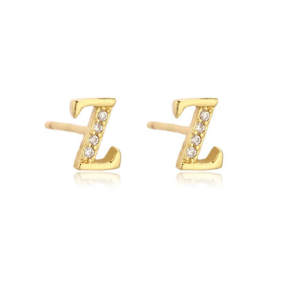 Crystal Initial W Stud Earrings