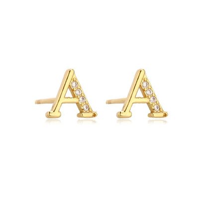 Crystal Initial W Stud Earrings