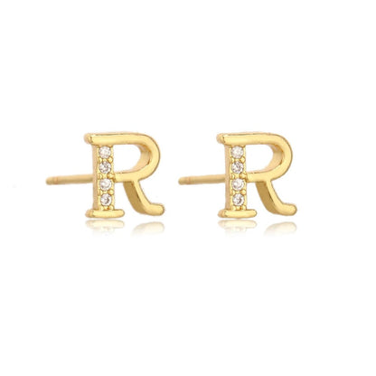 Crystal Initial W Stud Earrings