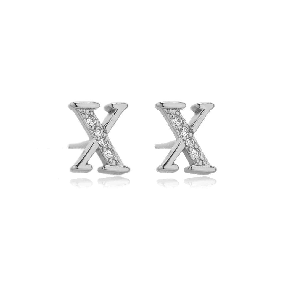 Crystal Initial W Stud Earrings