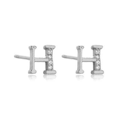 Crystal Initial W Stud Earrings