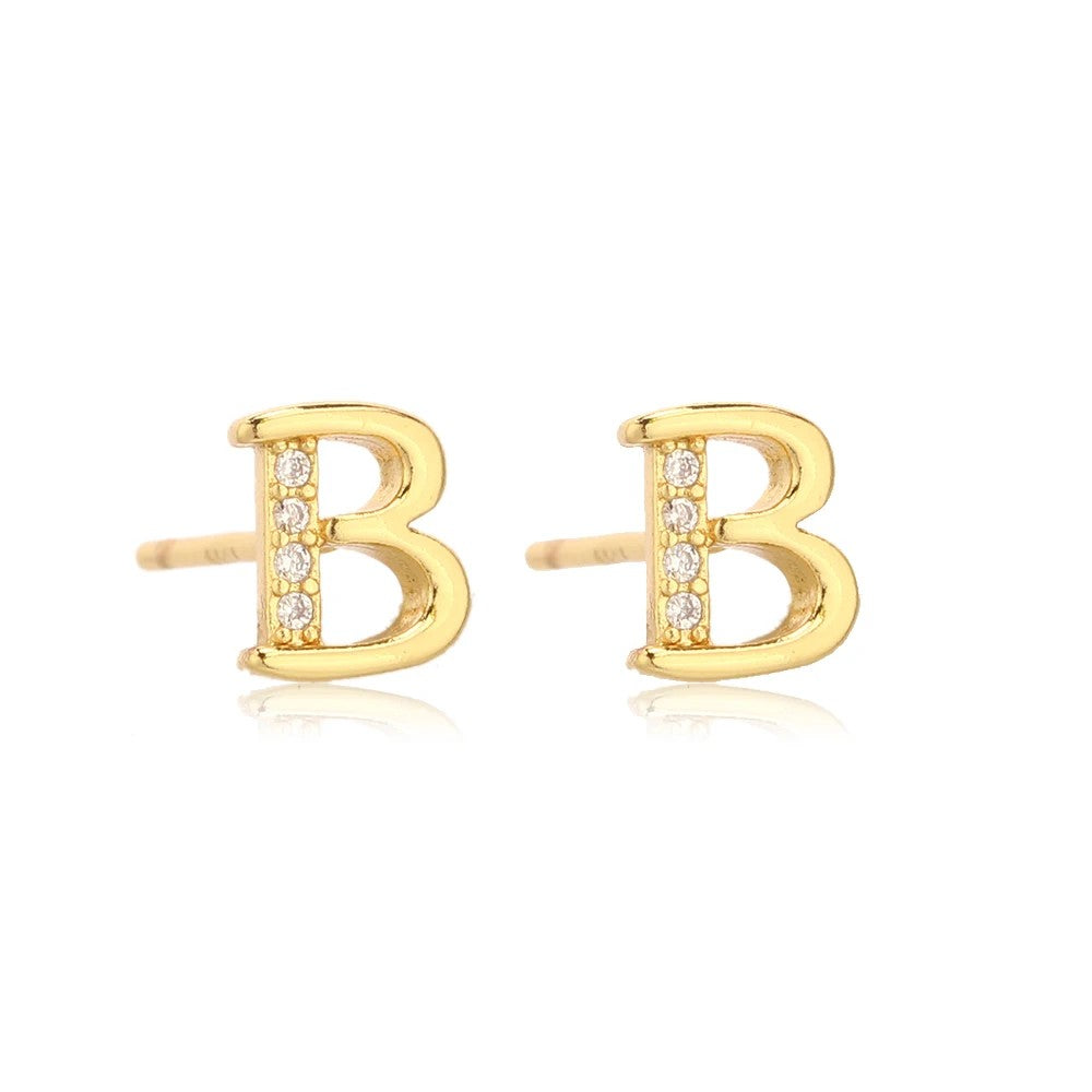 Crystal Initial W Stud Earrings