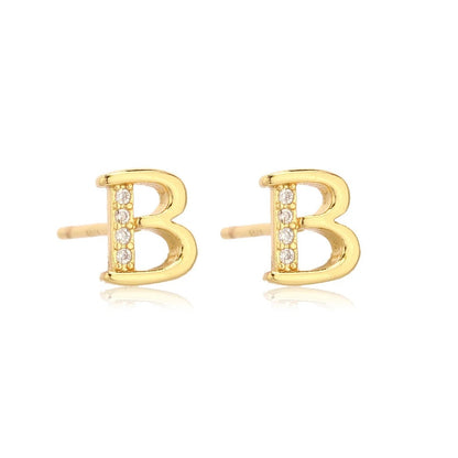 Crystal Initial W Stud Earrings