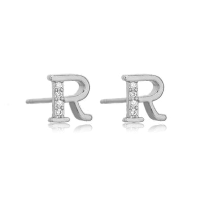 Crystal Initial W Stud Earrings