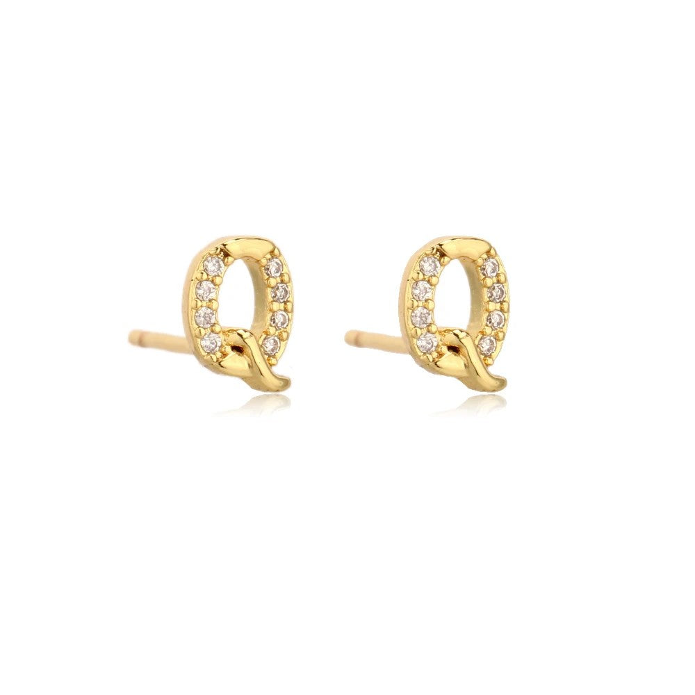 Crystal Initial W Stud Earrings