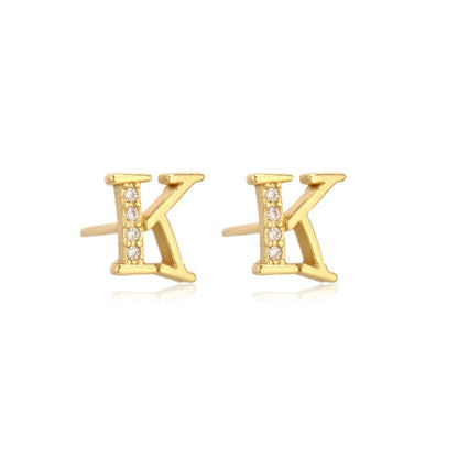 Crystal Initial W Stud Earrings