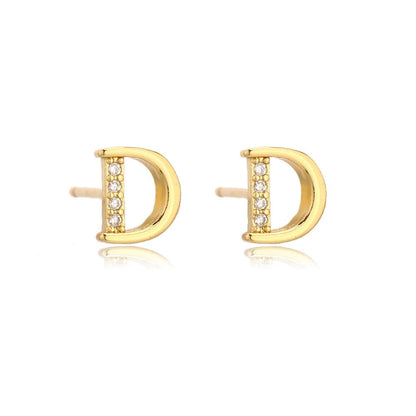 Crystal Initial W Stud Earrings