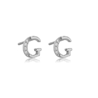 Crystal Initial W Stud Earrings
