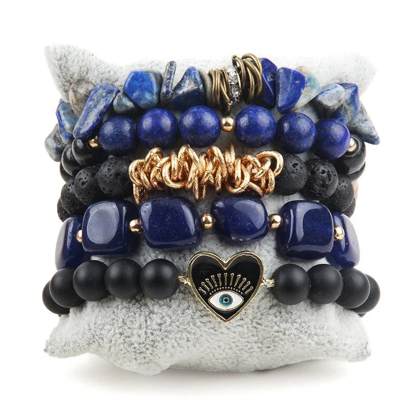 Turquoise Druzy & Bead Stack Bracelet Set