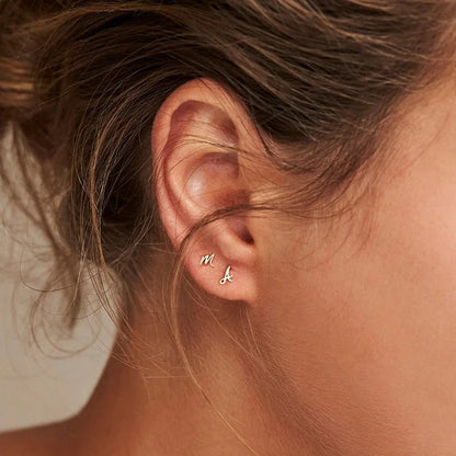 Cursive Letter A Stud Earrings