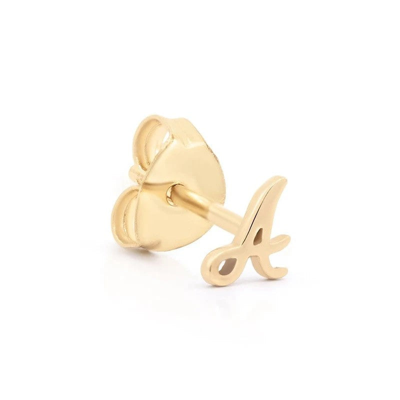 Cursive Letter A Stud Earrings