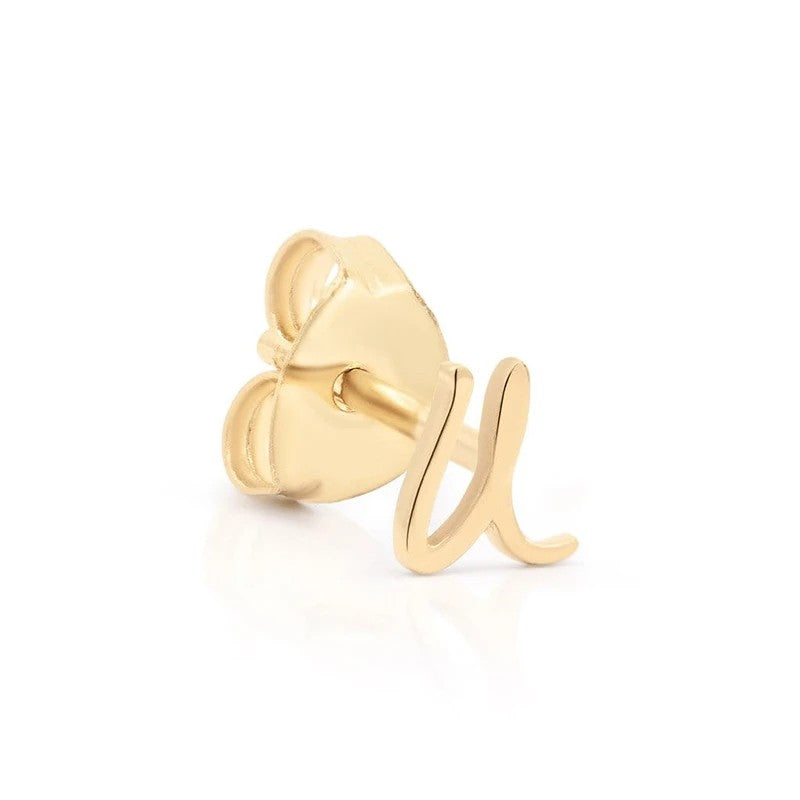 Cursive Letter A Stud Earrings
