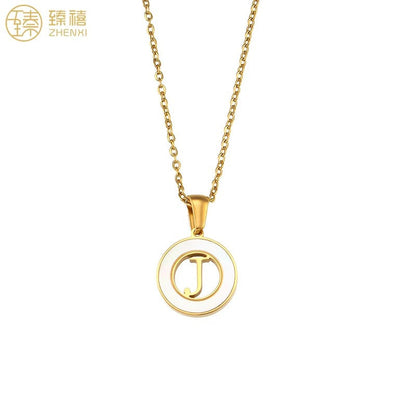 Shell Initial Disc Necklace