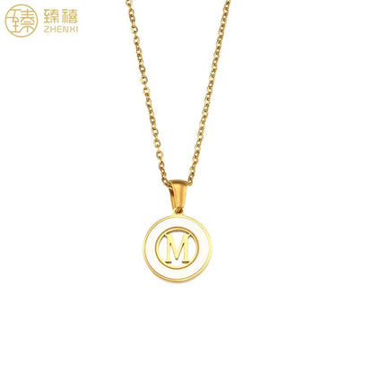 Shell Initial Disc Necklace