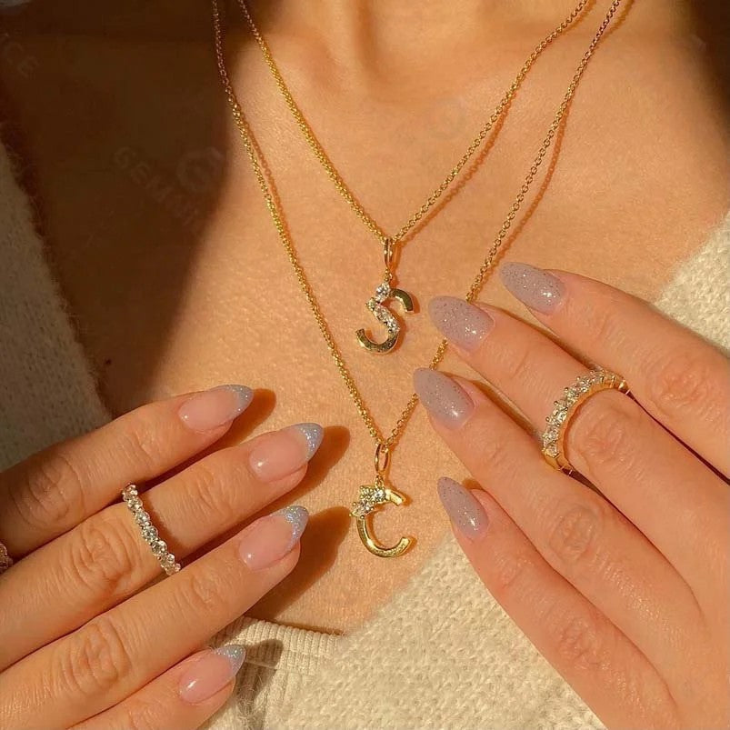 Mixed Cut Crystal Initial Necklace
