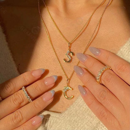 Mixed Cut Crystal Initial Necklace
