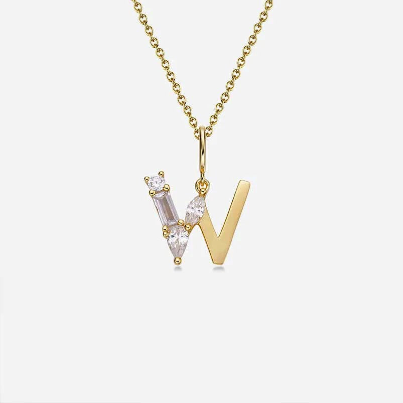 Mixed Cut Crystal Initial Necklace