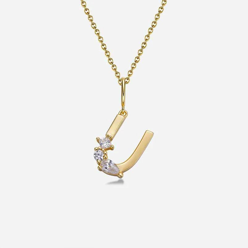 Mixed Cut Crystal Initial Necklace