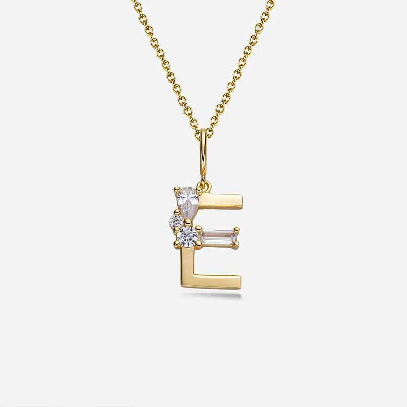 Mixed Cut Crystal Initial Necklace