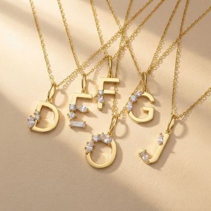 Mixed Cut Crystal Initial Necklace
