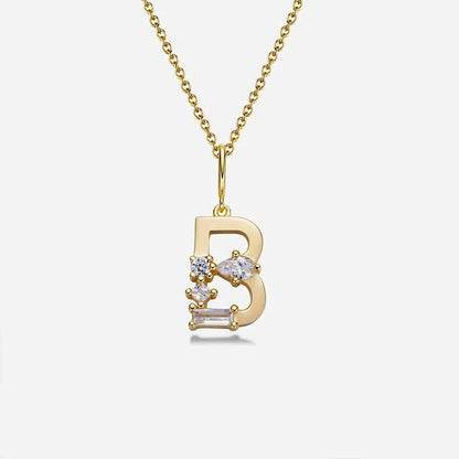 Mixed Cut Crystal Initial Necklace