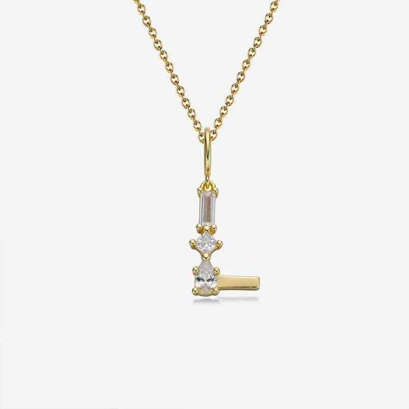 Mixed Cut Crystal Initial Necklace