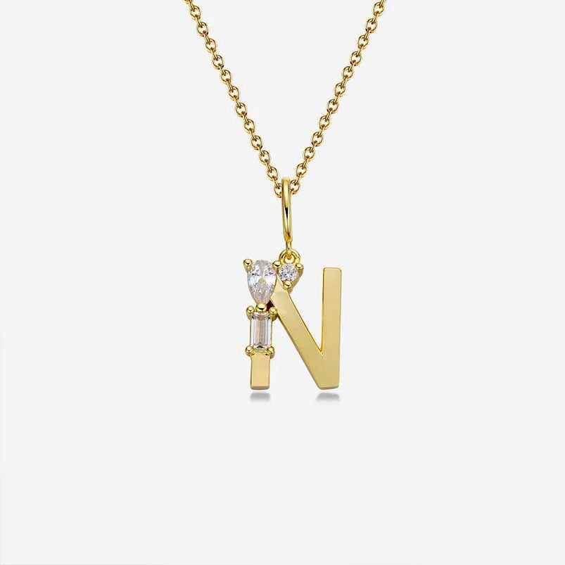 Mixed Cut Crystal Initial Necklace