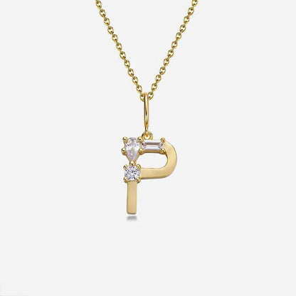 Mixed Cut Crystal Initial Necklace