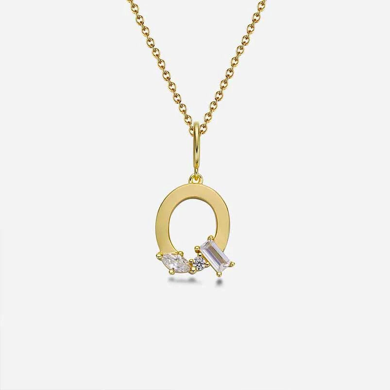 Mixed Cut Crystal Initial Necklace