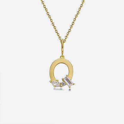 Mixed Cut Crystal Initial Necklace