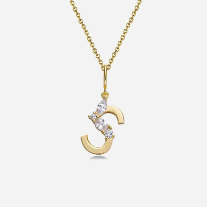 Mixed Cut Crystal Initial Necklace