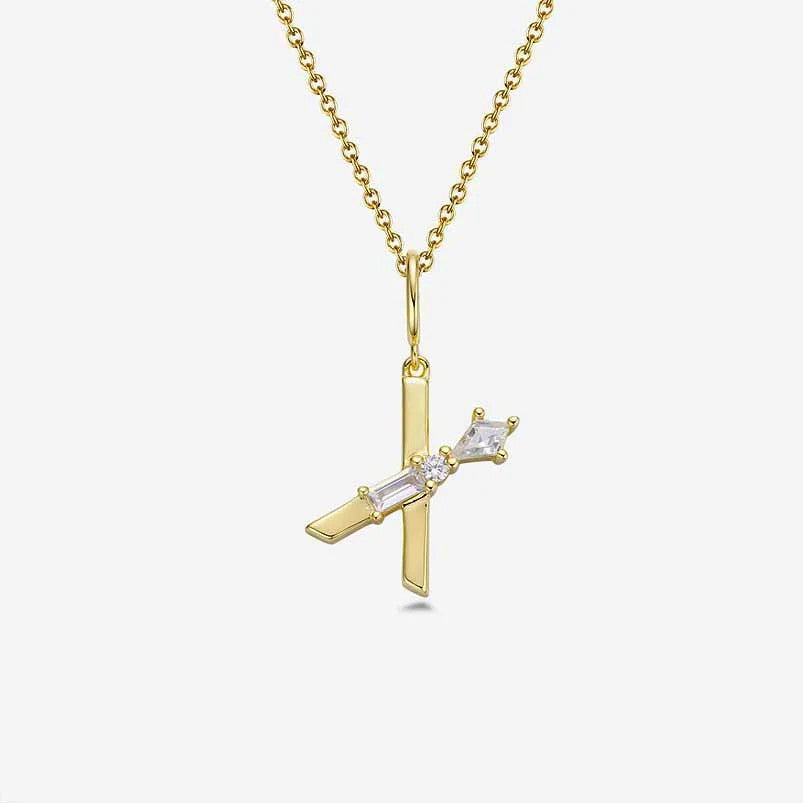 Mixed Cut Crystal Initial Necklace