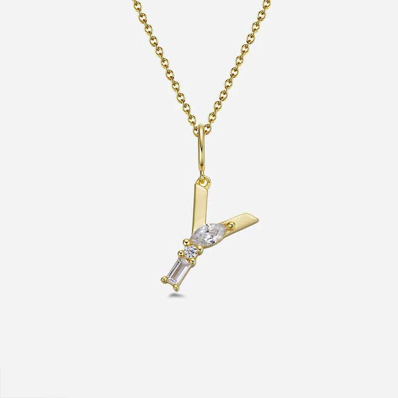 Mixed Cut Crystal Initial Necklace