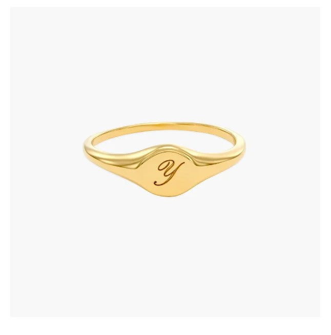 Engraved Initial Signet Ring