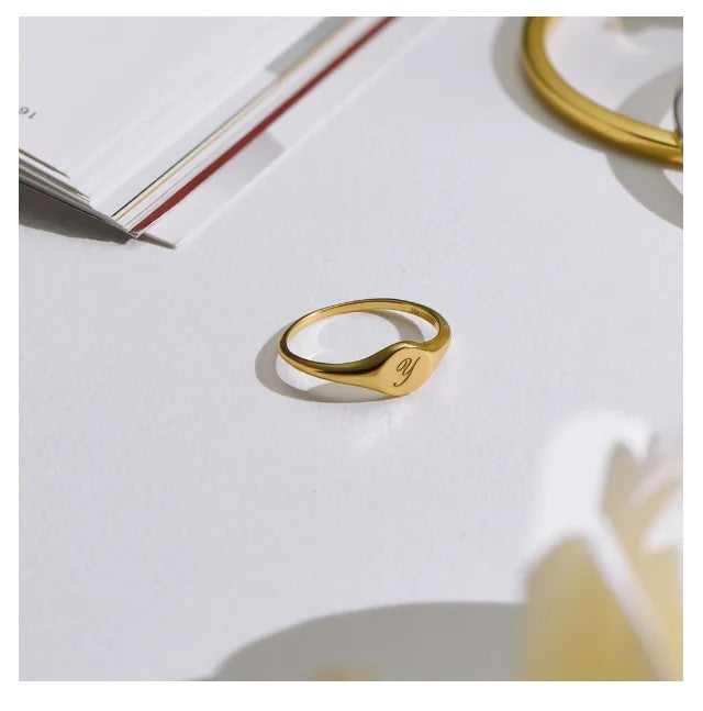 Engraved Initial Signet Ring
