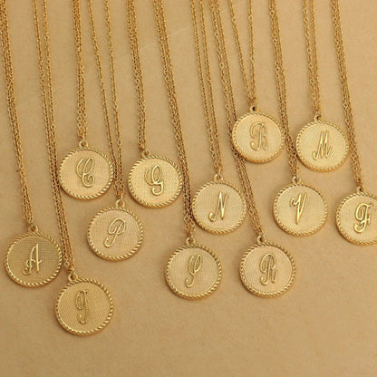 Old English Initial Disc Necklace