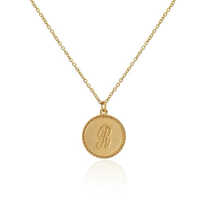 Old English Initial Disc Necklace