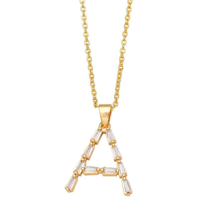 Baguette Crystal Letter A Necklace