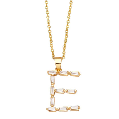 Baguette Crystal Letter A Necklace