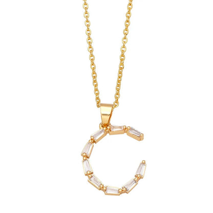 Baguette Crystal Letter A Necklace