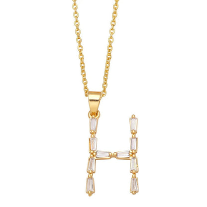 Baguette Crystal Letter A Necklace