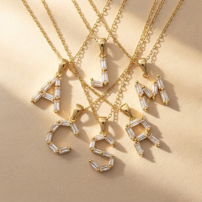 Baguette Crystal Letter A Necklace
