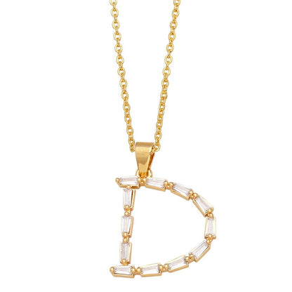 Baguette Crystal Letter A Necklace