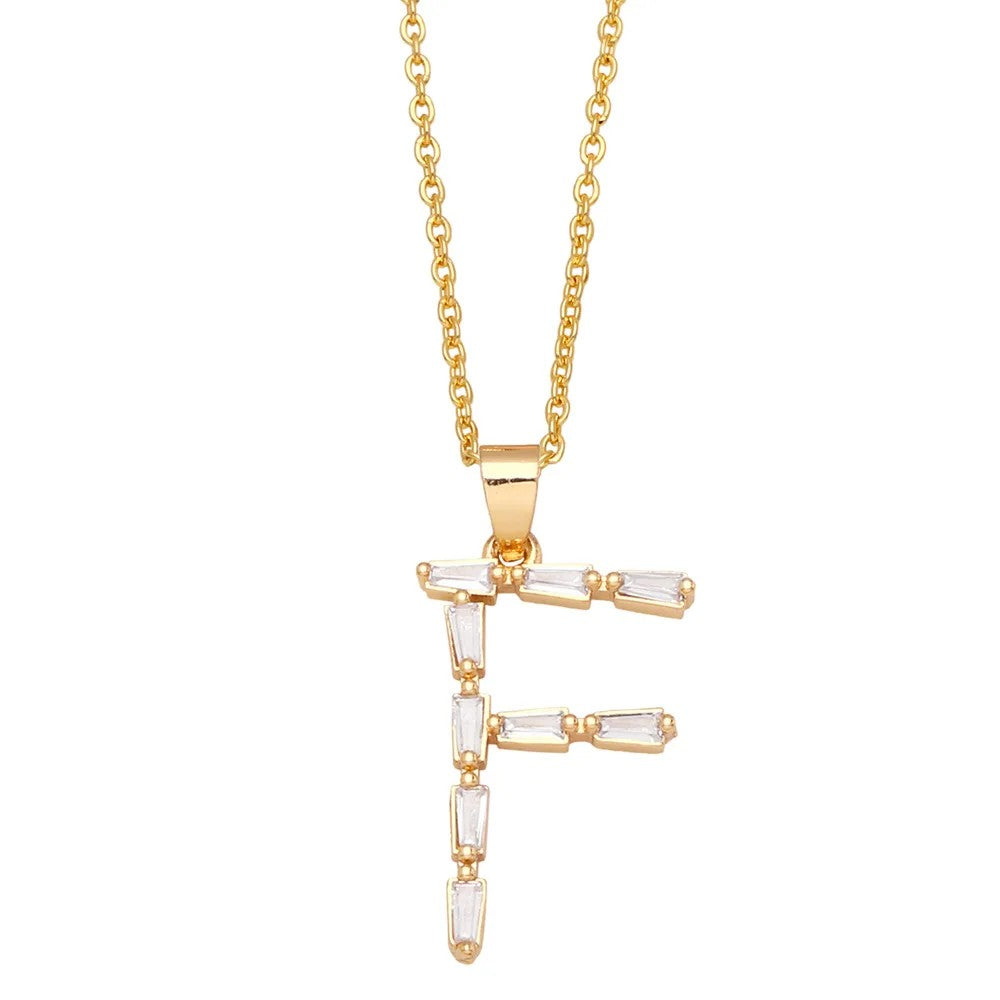 Baguette Crystal Letter A Necklace